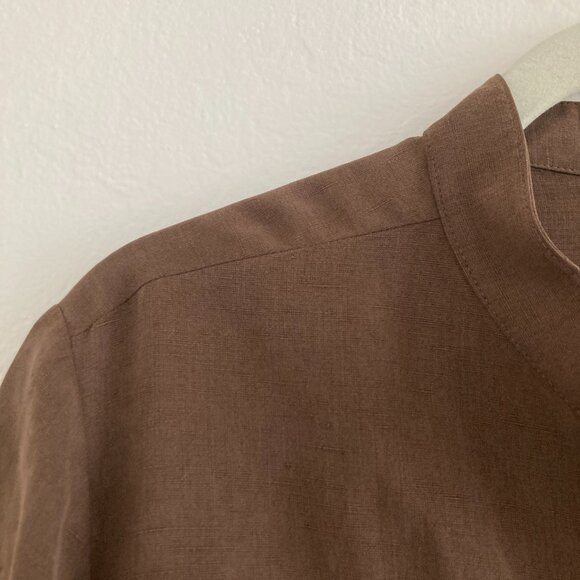 Charter Club Silk Linen Blend Button Front Top Tunic Brown Minimalist 16W - Picture 3 of 9
